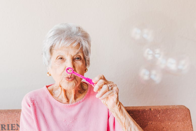 Woman Blowing Bubbles