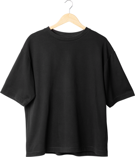 Black oversize T shirt mockup hanging, Png file